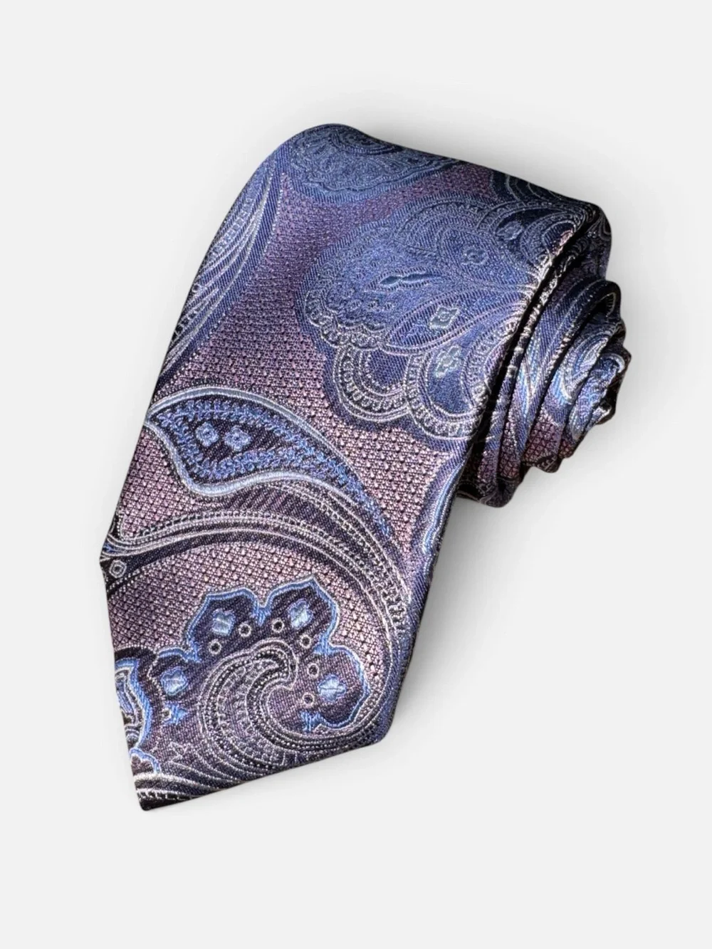 NEW Jos. A. Bank mens purple blue paisley 100% silk neck tie NWT
